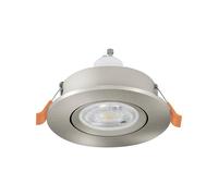 Eglo Barranco Foco LED de techo empotrable, ideal para el salón, orientable, fabricado en plástico de color plateado, con luz blanca cálida, bombilla GU10 y protección IP44