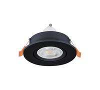 Eglo Barranco Foco LED de techo empotrable, ideal para el salón, orientable, fabricado en plástico de color negro, con luz blanca neutra, bombilla GU10 y protección IP44