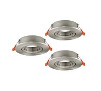 Eglo Barranco Juego de 3 focos de techo empotrables, orientables, redondos, sin bombilla, fabricados en plástico de color plateado, con casquillo GU10 y un diámetro de 9 cm