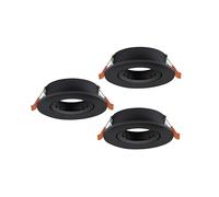 Eglo Barranco Juego de 3 focos de techo empotrables, orientables, redondos, sin bombilla, fabricados en plástico de color negro, con casquillo GU10 y un diámetro de 9 cm