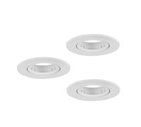 Eglo Barranco Juego de 3 focos de techo empotrables, orientables, redondos, sin bombilla, fabricados en plástico de color blanco, con casquillo GU10 y un diámetro de 9 cm