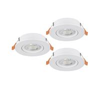 Eglo Barranco Juego de 3 focos LED de techo empotrables, con interruptor DIP, orientables, fabricados en plástico de color blanco, con luz blanca cálida y fría, bombilla GU10 y un diámetro de 9 cm