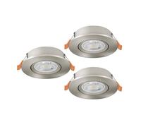 Eglo Barranco Juego de 3 focos LED de techo empotrables, con interruptor DIP, orientables, fabricados en plástico de color plateado, con luz blanca cálida y fría, bombilla GU10 y un diámetro de 9 cm