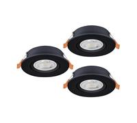 Eglo Barranco Juego de 3 focos LED de techo empotrables, con interruptor DIP, orientables, fabricados en plástico de color negro, con luz blanca cálida y fría, bombilla GU10 y un diámetro de 9 cm