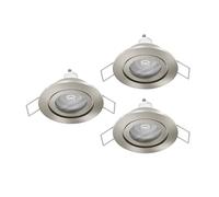 Eglo Barranco Juego de 3 focos LED de techo empotrables, ideales para el baño, fabricados en plástico de color plateado, con luz blanca neutra, bombilla GU10 y protección contra salpicaduras IP44