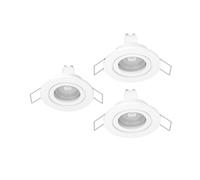 Eglo Barranco Juego de 3 focos LED de techo empotrables, ideales para el baño, fabricados en plástico de color blanco, con luz blanca cálida, bombilla GU10 y protección contra salpicaduras IP44