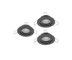 Eglo Barranco Juego de 3 focos LED de techo empotrables, ideales | para el baño, fabricados en plástico de color negro, con luz blanca cálida, bombilla GU10 y protección contra salpicaduras