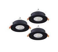Eglo Barranco Juego de 3 focos LED de techo empotrables, ideales para el salón, orientables, fabricados en plástico de color negro, con luz blanca neutra, bombilla GU10 y protección IP44