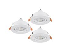 Eglo Barranco Juego de 3 focos LED de techo empotrables, ideales para el salón, orientables, fabricados en plástico de color blanco, con luz blanca cálida, bombilla GU10 y protección IP44