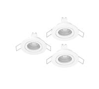Eglo Barranco Juego de 3 focos LED de techo empotrables, IP44 | para el baño, fabricados en plástico de color blanco, con luz blanca neutra, bombilla GU10 y protección contra salpicaduras