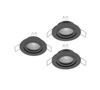 Eglo Barranco Juego de 3 focos LED de techo empotrables, IP44 | para el baño, fabricados en plástico de color negro, con luz blanca neutra, bombilla GU10 y protección contra salpicaduras