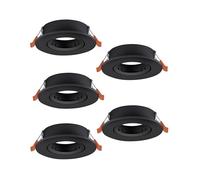 Eglo Barranco Juego de 5 focos de techo empotrables, orientables, redondos, sin bombilla, fabricados en plástico de color negro, con casquillo GU10 y un diámetro de 9 cm