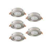 Eglo Barranco Juego de 5 focos LED de techo empotrables, con interruptor DIP, orientables, fabricados en plástico de color plateado, con luz blanca cálida y fría, bombilla GU10 y un diámetro de 9 cm