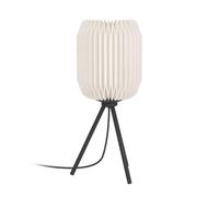 Eglo Belgrave Lámpara de mesita de noche, de 3 patas, japonesa, metal en negro y papel en blanco, decoración de habitación, dormitorio, certificado FSC, lámpara de mesa con casquillo E27