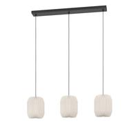 Eglo Belgrave Lámpara de techo colgante sobre mesa de comedor, 3 luces, estilo japonés, metal y papel blanco, certificado FSC, casquillo E27, 88 cm