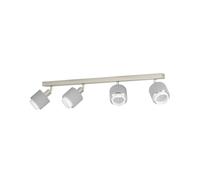 EGLO Bellizzi Foco de techo, lámpara de techo cuádruple, lámpara de techo con focos giratorios de tejido en gris y blanco, focos de techo con casquillo E14