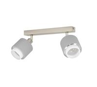 EGLO Bellizzi Foco de techo, lámpara de techo doble, lámpara de techo con focos giratorios de tejido en gris y blanco, focos de techo con casquillo E14