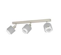 EGLO Bellizzi Foco de techo, lámpara de techo triple, lámpara de techo con focos giratorios de tejido en gris y blanco, focos de techo con casquillo E14