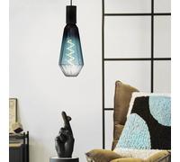 Eglo XXL Lámpara E27 regulable, bombilla LED retro espiral gran tamaño, extra grande vintage decoración en petróleo y negro, 4 vatios, 120 lúmenes, luz cálida, 2000 K, 24,5 cm de largo