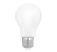 Eglo Bombilla LED E27 de cristal esmerilado, bajo consumo de energía clase A, 3,8 W, 806 lúmenes, luz blanca cálida, 2700 K, bombilla pera A60, color blanco ópalo, diámetro 6 cm