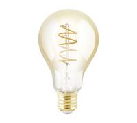 EGLO , Bombilla LED E27, intensidad regulable, diseño vintage, color ámbar, espiral LED 4 W , equivalente a 24 W , 245 lúmenes, E27 LED blanco cálido, 2200 K, A75, Diámetro de 7,5 cm