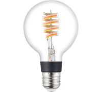 Eglo connect.z Bombilla led E27 para hogar inteligente, G80 Globe, ZigBee, control por voz mediante aplicación y Alexa, regulable, blanco cálido, 4,9 vatios, vintage transparente en forma de espiral