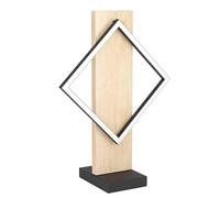 Eglo Boyal Lámpara de mesa LED con vigas de madera, lámpara de mesita de noche de madera clara y metal negro, con certificado FSC, blanco cálido, 42,5 cm