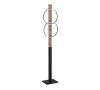 Eglo Boyal Lámpara de pie LED para el salón, con 2 llamas, ideal para colocar en un rincón, de estilo rústico, fabricada en madera veteada y metal en color negro, con luz blanca cálida, 150 cm