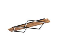 Eglo Boyal Lámpara de techo LED,2 focos, madera rústica y metal negro