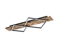 Eglo Boyal Lámpara de techo LED,2 focos, madera rústica y metal negro, certificación FSC, luz blanca cálida, 78 cm