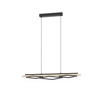 Eglo Boyal Lámpara de techo LED, 3 focos, madera clara y metal negro
