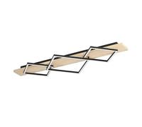 Eglo Boyal Lámpara de techo LED,3 focos, madera clara y metal negro, certificación FSC, luz blanca cálida, 101 cm