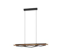 Eglo Boyal Lámpara de techo LED, 3 focos, madera rústica y metal negro