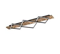 Eglo Boyal Lámpara de techo LED,3 focos, madera rústica y metal negro, certificación FSC, luz blanca cálida, 101 cm