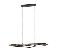 Eglo Boyal Lámpara de techo LED, 3 focos, madera rústica y metal negro, certificado FSC, blanco cálido