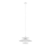 Eglo Brenda, Lámpara colgante, 1 foco, 32 cm de Diámetro, color níquel mate, blanco, casquillo E27, material: acero