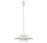 Eglo Brenda Lámpara colgante de 1 foco, lámpara de metal y plástico, lámpara para mesa de comedor en blanco, lámpara de salón con casquillo E27, diámetro de 43 cm