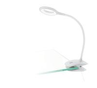 Eglo Cabado Lámpara de lectura LED, con pinza de ajuste, batería | y función táctil, luz blanca neutra, regulable, iluminación de escritorio, fabricada en plástico con punto de sujeción en