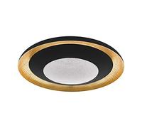 Eglo Canicosa 2 Lampara de techo led, 2 focos, metal de efecto martillado, plástico negro, dorado, mando a distancia, cálido-frío, luz nocturna, regulable, Ø 49,5 cm