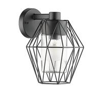 Eglo CANOVE Aplique de pared para exterior Negro E27, Iluminación al aire libre, Aplique de pared para exterior, Negro, Vidrio, IP44, I, Satén