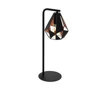 Eglo lámpara de sobremesa Carlton 4, lámpara de sobremesa vintage de 1 llama, lámpara de mesilla de noche de acero, color: negro, cobre antiguo, casquillo E27, incl. Interruptor