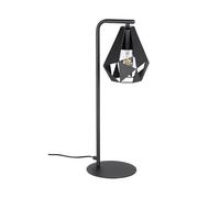 Eglo Carlton 5 Lámpara de mesa y mesita de noche decorativa, de estilo retro, con pantalla, ideal para salón, fabricada en metal de color negro y con casquillo E27