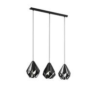 Eglo Carlton Lámpara colgante con 3 focos, de estilo retro, ideal para colocar sobre la mesa del comedor, fabricada en metal de color negro, con casquillo E27 y un diámetro de 80,5 cm