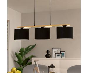 EGLO Castralvo lámpara colgante, longitud 97,5 cm, negro, 3 luces, tela