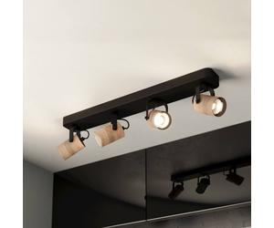 EGLO Cayuca downlight de techo, decoración en negro/madera, 4 luces