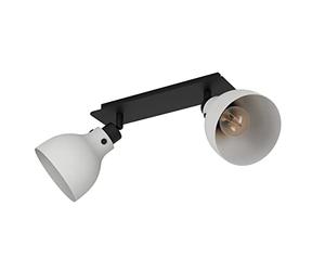 Eglo Ceiling spot Matlock, lámpara de techo de 2 luces con focos orientables, luminaria de diseño industrial de metal en negro y gris, foco con casquillo E27