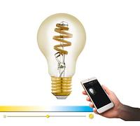EGLO connect LED E27 lámpara, Smart Home Vintage Bombilla ámbar, espiral LED 5,5 W , equivalente a 35 W , 400 lúmenes, E27 LED regulable, temperatura ajustable, bombilla LED A60, Diámetro 6 cm