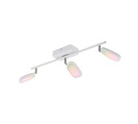 Eglo connect lámpara de techo LED Palombare-C, lámpara de techo inteligente de 3 luces en metal, aluminio y plástico blanco, focos RGB, color de luz ajustable (cálido, neutro, frío), regulable
