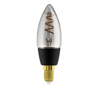 Eglo connect.z Bombilla decorativa led E14 para hogar inteligente, C35, ZigBee, control por voz mediante aplicación y Alexa, regulable, blanco cálido, 4 vatios, vintage de cristal ahumado, negro