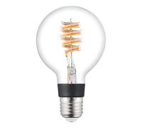 Eglo connect.z Bombilla led E27 para hogar inteligente, G80 Globe, ZigBee, control por voz mediante aplicación y Alexa, regulable, blanco cálido, 4,9 vatios, vintage transparente en forma de espiral